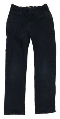 Tmavomodré plátěné chino kalhoty Next