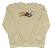 Béžová mikina s mačkami Shein