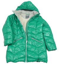 Zelená šusťáková prošívaná zimní bunda s kapucí Next