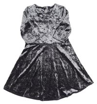 Břidlicové trblietavé zamatové šaty Nutmeg