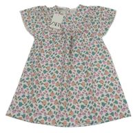 Smetanovo-barevné květované šaty Zara