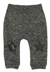 Sivo-čierne melírované pletené tepláky s hviezdami Pep&Co