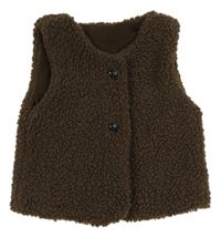 Hnedá huňatá podšitá vesta