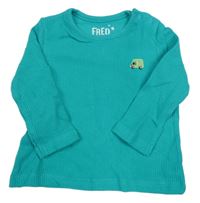 Tyrkysové rebrované tričko s autom F&F