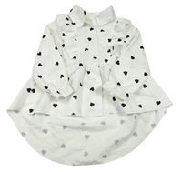 Biele prepínaci košeľové šaty so srdiečkami a volánikmi