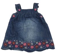 Tmavomodré rifľové na traké šaty s kvietkami Cherokee