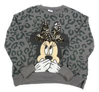 Šedo-černá leopardí mikina s Minnie Next