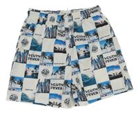 Bílo-barevné plážové kraťasy se surfy a palmami LC Waikiki
