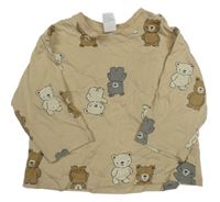 Béžové triko s medvědy H&M