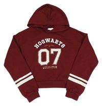 Bordó crop mikina s nápisom a kapucí - Harry Potter H&M