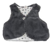 Tmavosivá kožušinová podšitá vesta H&M