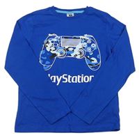 Modré tričko s potiskem Play Station