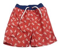 Růžovo-tmavomodré plážové kraťasy s raky Matalan