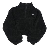 Čierna chlpatá crop mikina Shein