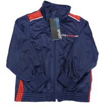 Nové - Tmavomodrá propínací sportovní mikina s nápisem Athl sport