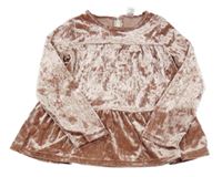 Světlerůžová lesklá sametová tunika Little kids