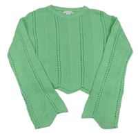 Zelený ažurový crop sveter Primark
