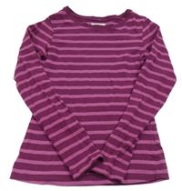 Tmavorůžovo-růžové pruhované triko H&M