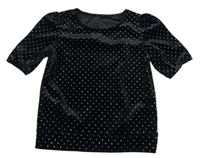 Černé sametové tričko se třpytkami Dunnes