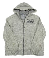 Sivá melírovaná prepínaci mikina s nápisom a kapucňou C&A