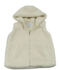 Smotanová kožušinová podšitá vesta s kapucňou Primark