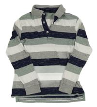 Šedo-tmavomodro-bílé pruhované polo George 