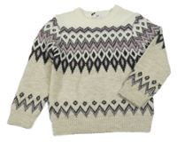 Béžovo-bílý svetr se vzorem Primark