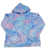 Modro-ružová batikovaná mikina s klokankou a kapucňou Arshiner