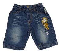 Tmavomodré rifľové kraťasy s nápisom