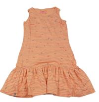 Lososové prúžkované bavlnené šaty s motýlikmi Loap