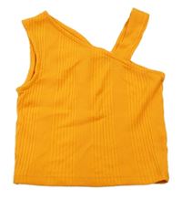 Oranžový rebrovaný asymetrický crop top Zara