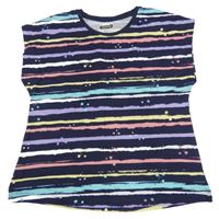 Fialovo-farebné pruhované tričko Pocopiano