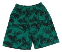 Zeleno-čierne vzorované bavlnené kraťasy Bonprix