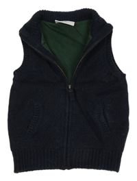 Tmavomodrá vlnená podšitá prepínaci vesta