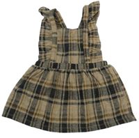 Béžovo-hnedá kockovaná na traká sukňa F&F