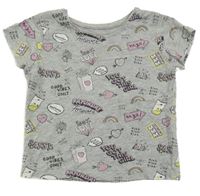 Sivé tričko s nápismi Primark