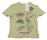 Nové - Béžové tričko s dinosaury Bubble GUM 