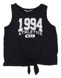 Čierny crop top s nápisom H&M