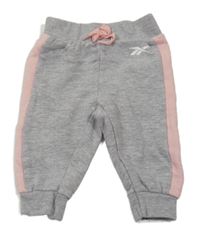 Šedo-světlerůžové tepláky s logem Reebok