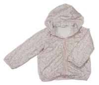 Bielo-svetloružová šušťáková kvetovaná jesenná bunda s odopínacíá kapucňou H&M