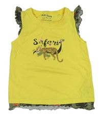 Žluto-khaki tričko s tigrom a volánikmi BLUE SEVEN