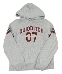 Sivá melírovaná mikina s nápisom a číslem - Harry Potter a vreckom a pruhmi a kapucňou H&M