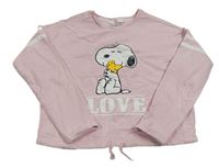 Svetloružová crop mikina so Snoopym a pruhmi M&S