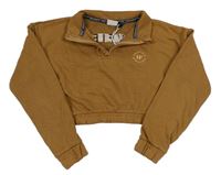Hnedá oversize crop mikina s logy zn. HOLYFIELD