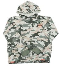 Army-šedokhaki oversize mikina s číslom a nápismi a kapucňou Page One Young