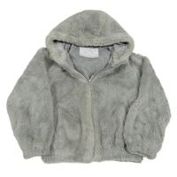 Sivá kožušinová podšitá bunda s kapucňou Tu