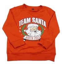 Červená vianočná mikina so Santou a nápisom F&F