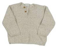 Smotanový melírovaný rebrovaný sveter ZARA