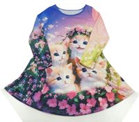 Růžovo-fialovo-safírovo-broskvová noční košile s koťátky