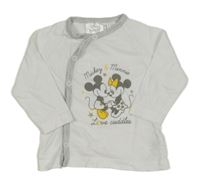 Bílo-světlešedé propínací triko s Mickey a Minnie Disney